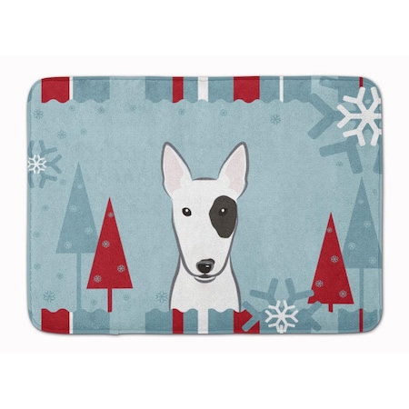 Carolines Treasures Winter Holiday Bull Terrier Machine Washable Memory Foam Mat BB1705RUG